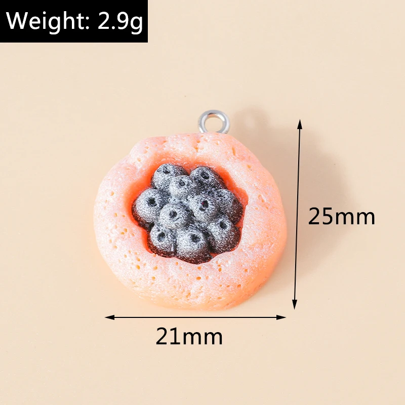 Leslie 15 Stück Harz 3D Lebensmittel Anhänger Pizza Brot Kuchen Keks Schokolade für Halsketten Armband Schmuckherstellung Zubehör – Detail 5