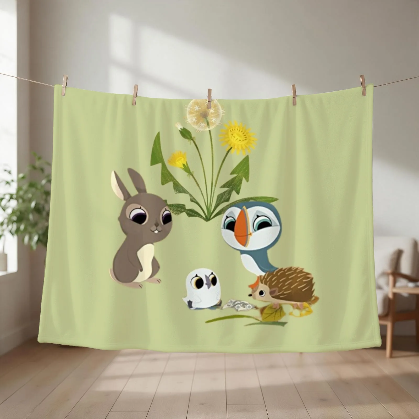 Lovely puffin Rock together Throw Blanket couch cozy soft plush fuzzy picnic outdoor blanket