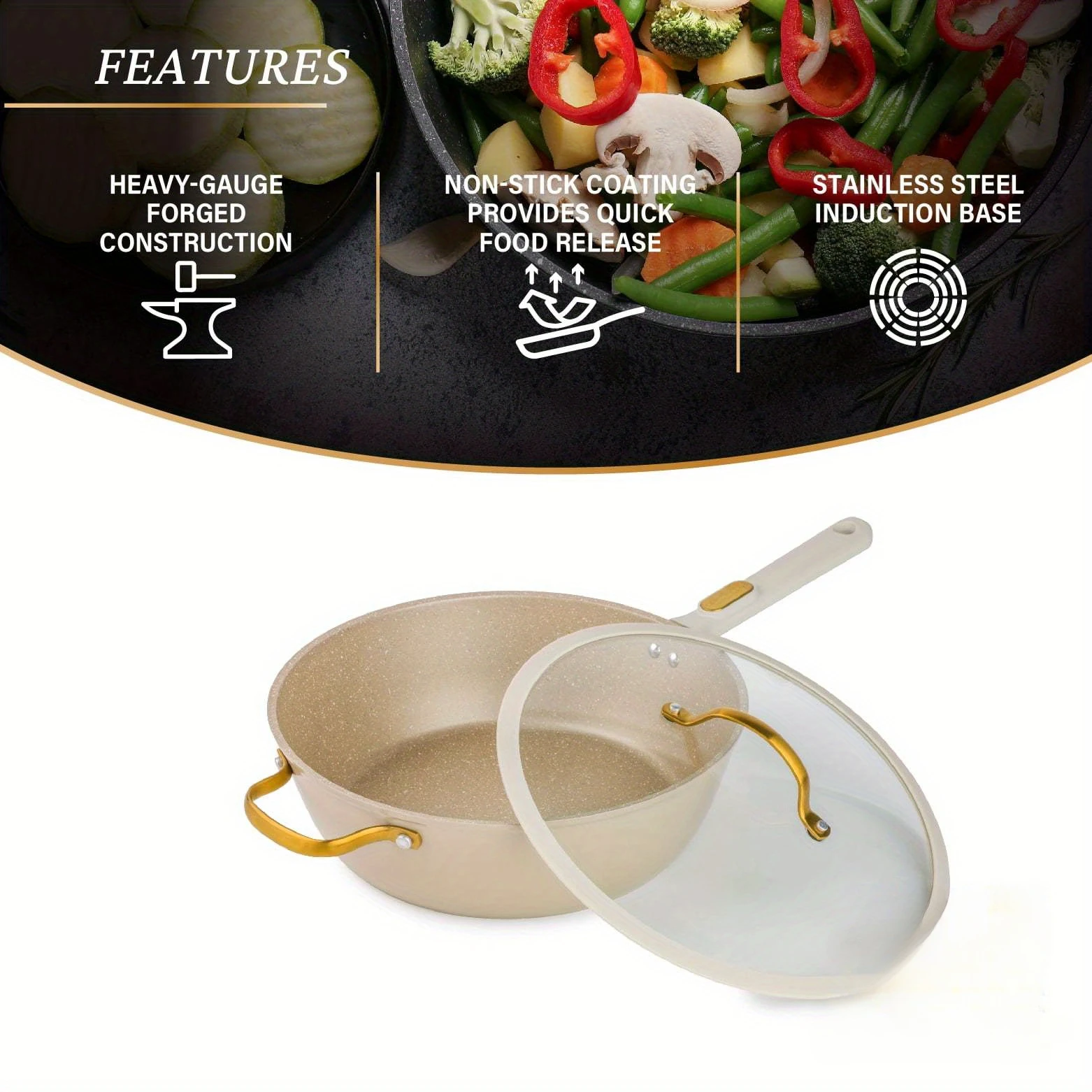 Non-Stick 5 QT Granite Saute Pan, Taupe