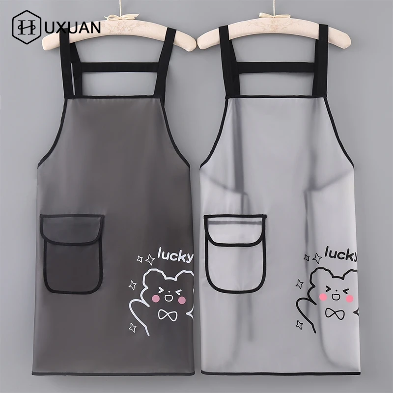 

Waterproof TPU Kitchen Apron - Sleeveless, Oil-proof, Lightweight, Suitable For Cooking And Cleaning, Cute Bear, Simple Style
