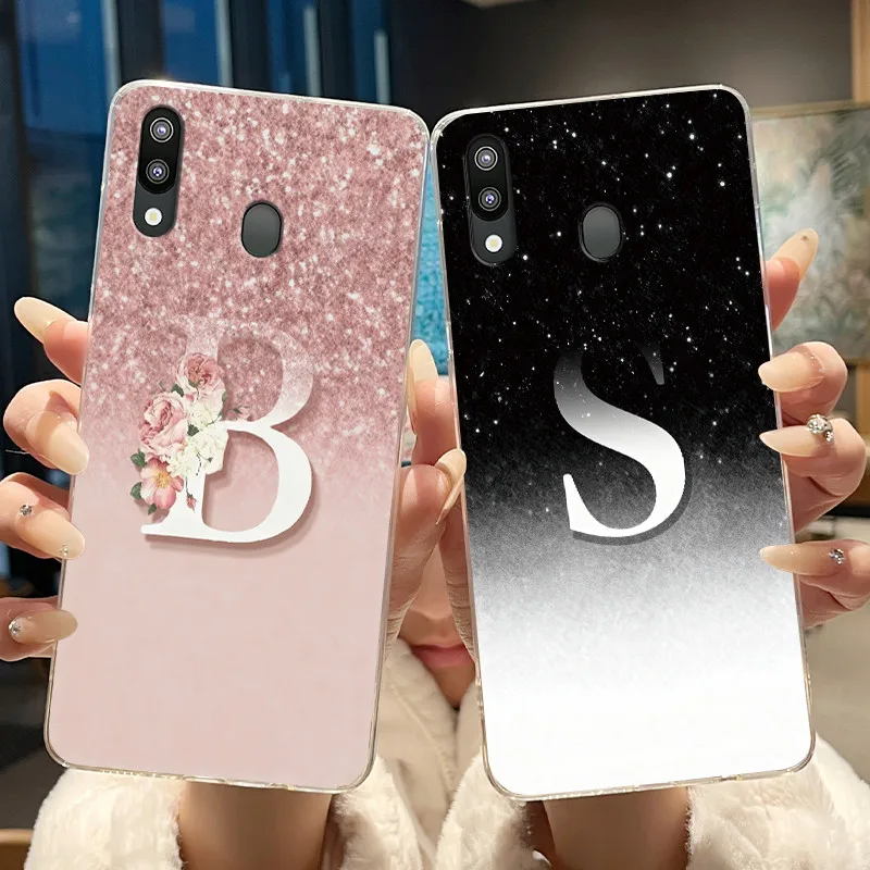 Case For Samsung M20 Casing For Samsung Galaxy A40 Phone Case Luxury Elegant Letters Printed Clear Soft TPU Silicone Back Cover