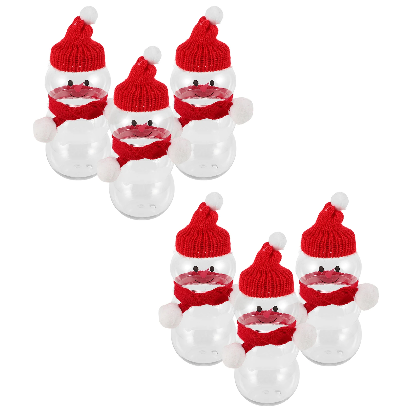 

6 Sets Party Snowman Bottle Water Plastic Juice Bottles Milk Tea Knitting with Lids