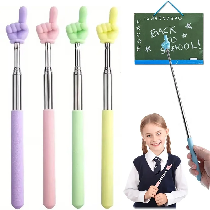Steel Teaching Telescopic Rod Finger Design Teaching Stick Finger Sticks Mini Pointer Stick For School Office Supplies Teachers