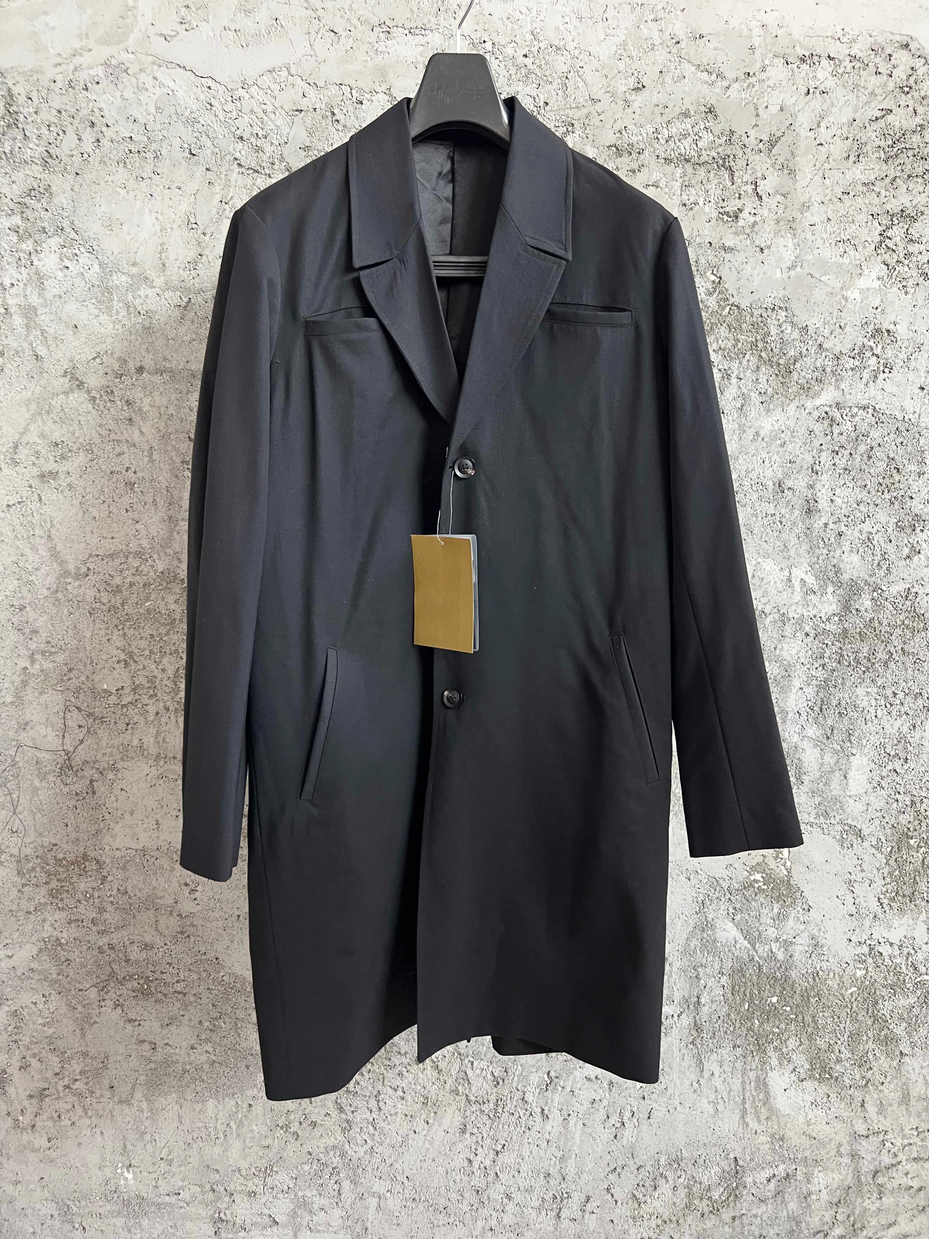 

TOP-YAMAMOTO original design black straight button decorated mid-length coat with suit collar for men