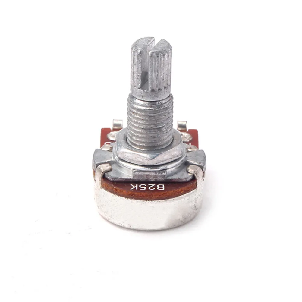 

B25k Linear Solder Lugs Tone Potentiometer 18Mm Long Split Shaft Coarse Knurled Audio Control for Electric Bass Guitar Volume