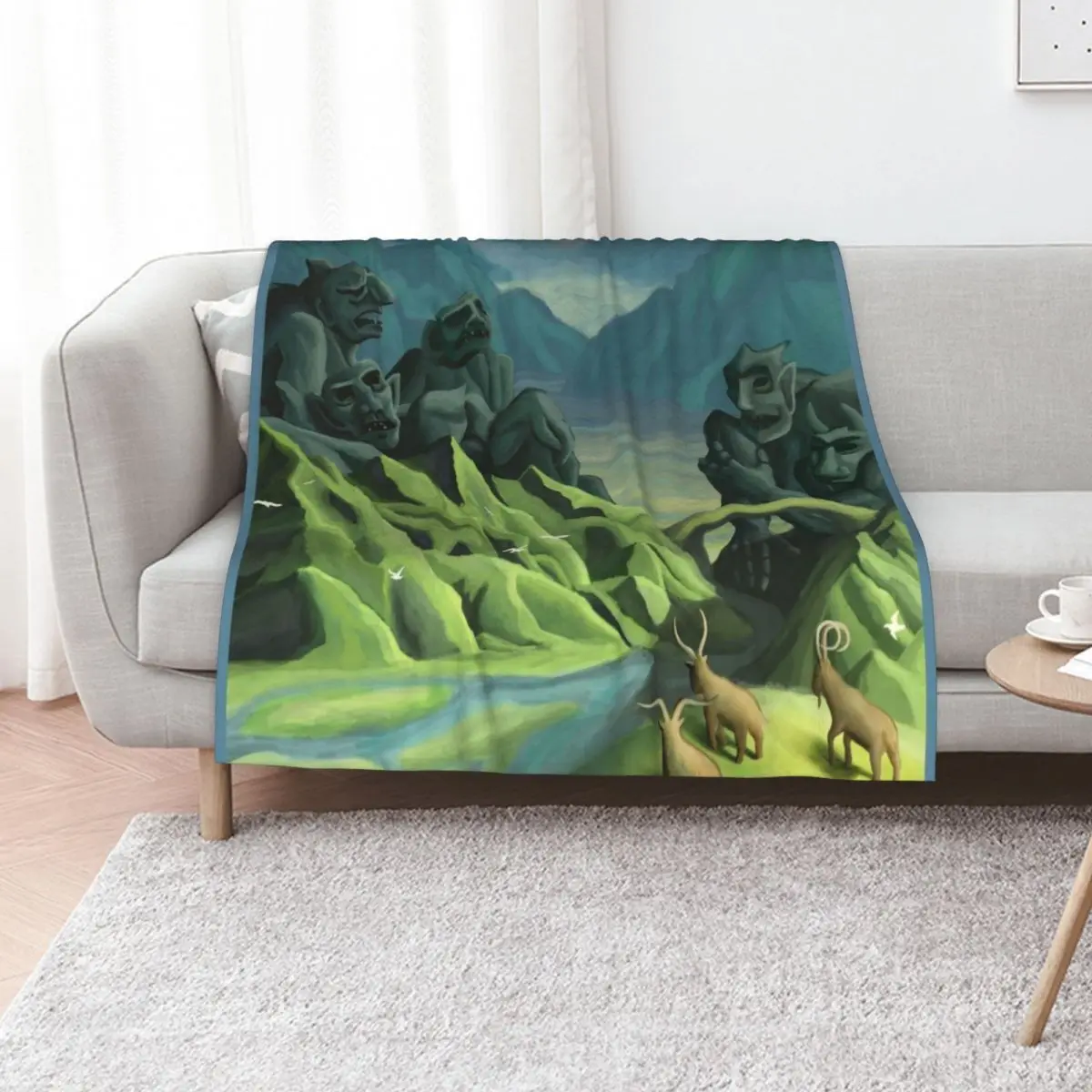 Three Billy Goats Gruff with Trolls Throw Blanket Anti Shedding Soft Fuzzy Blanket for Home