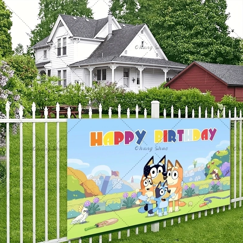 Bluey Moose Birthday Background Banner Anime Bluey Bingo Family 210x180cm Dekoracja urodzinowa dla dzieci Tło Tkanina