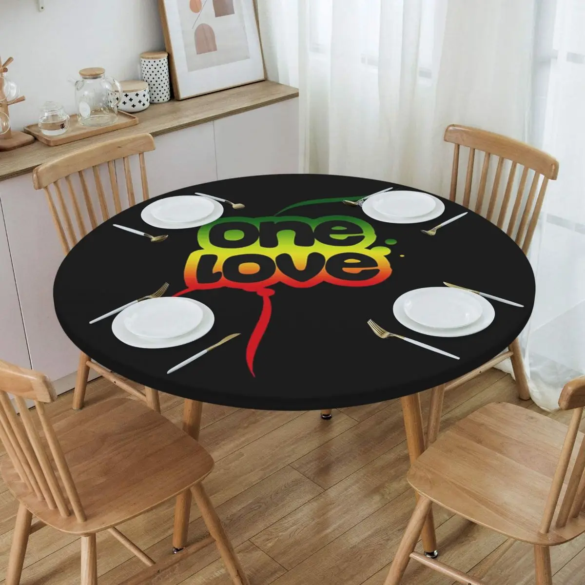 Bob Marley One Love Waterproof Round Tablecloth Oilproof Table Cloth for Kitchen Events Dining Table Cover