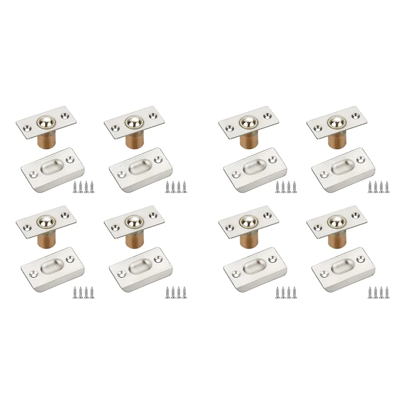 

BMBY-Closet Door Ball Catch, Door Ball Catches For Interior Doors, Dual Adjustable Ball Bearing Catch Silver 8 Pack