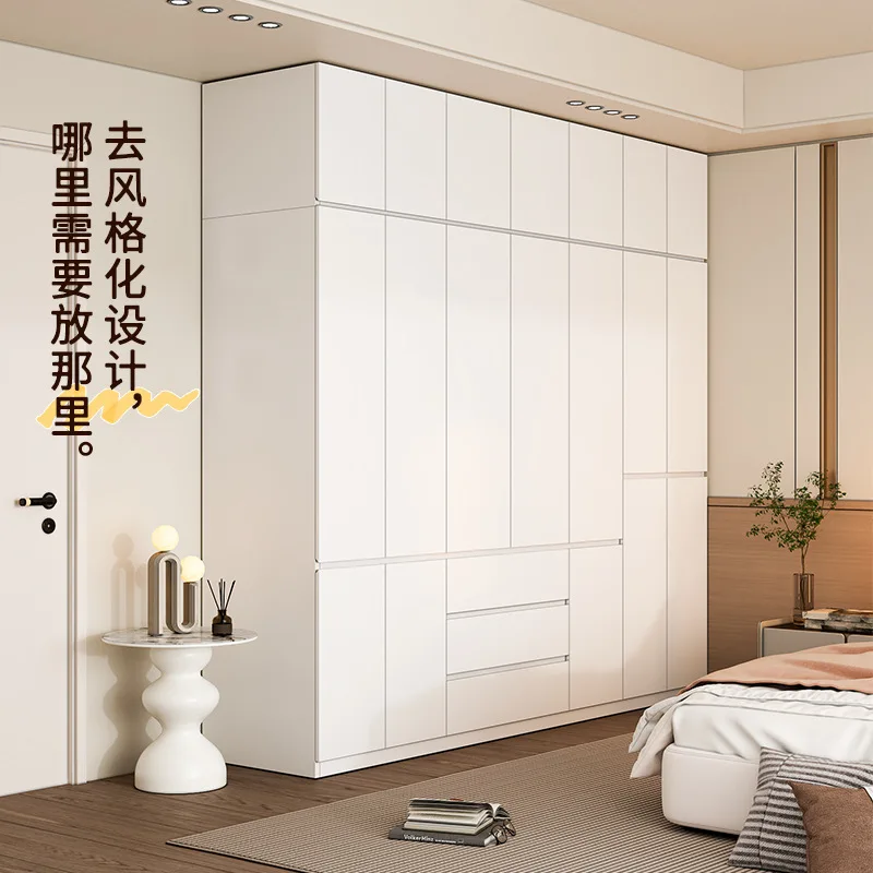 Chinese simple wind beveled external hanging door wardrobe bedroom simple atmosphere wardrobe handless door can be equipped with