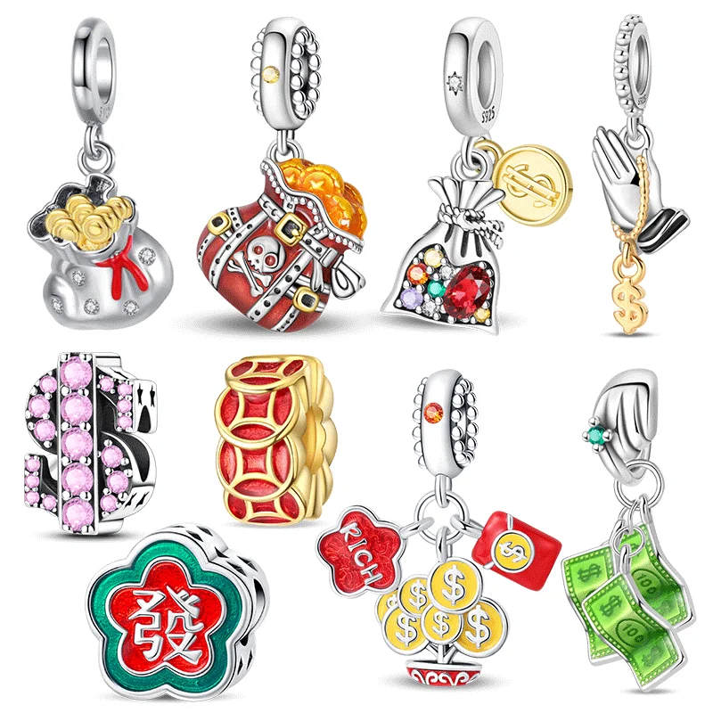 

Подвески из стерлингового серебра 925 пробы, богатый мешок для денег, подвески в виде доллара, подходят оригинальные подвески, браслеты, бусины, ювелирные аксессуары «сделай сам»