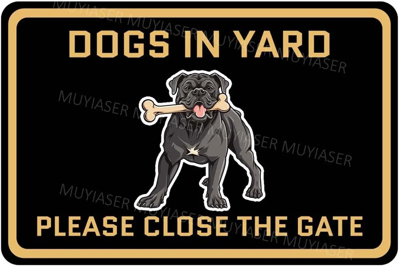 Keep Gate Closed Sign Dogs Cane Corso Dogs In Yard Aluminum Metal Tin Signs Door Sign Warning Sign For Fence Gate Yard Home Wall