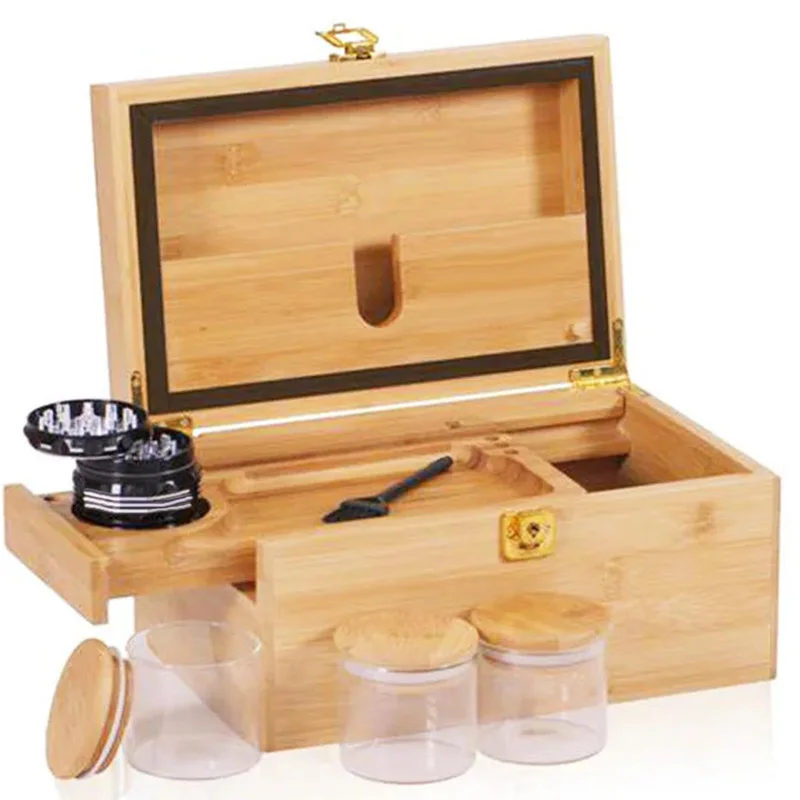 wooden-herb-storage-box-stash-case-cigarette-rolling-tray-natural-handmade-for-smoking-accessories-combo-men-gift