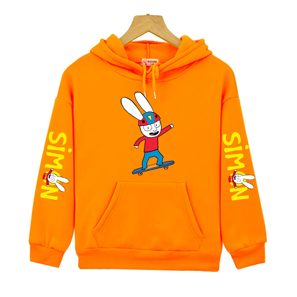 Simon Super Rabbit Skateboarding Sweatshirts Herbst Winter Outdoor Winddichte Kleidung Mode Kinder Hoodies Lose Pullover