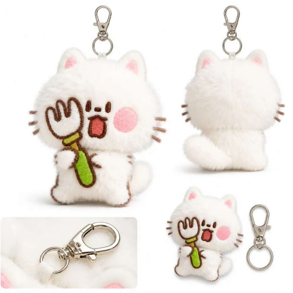 Cute Soft Touch Cat Keychain Cartoon Cat Hanging Cat Bag Charm Metal Clip Animal Charm Key Decoration