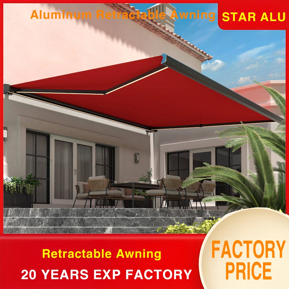 

Оптовый выдвижной тент для улицы — солнцезащитный козырек для террасы с алюминиевой рамой, защитой от ультрафиолета и парусом из полиэстера