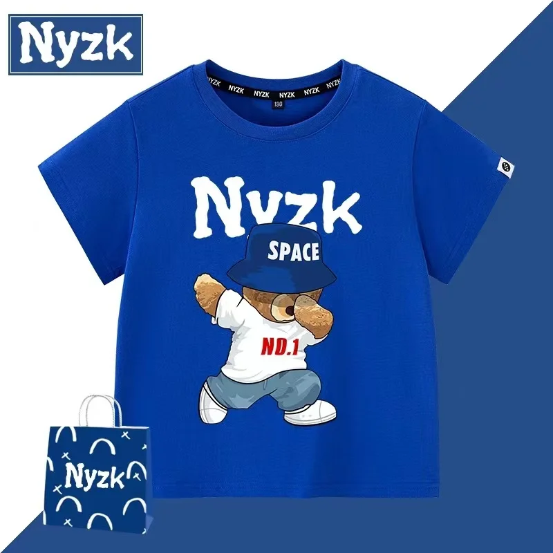 NYZK violent bear T-shirt women's summer fashion brand top men's and women's clothing thin summer clothing couple short sleeves