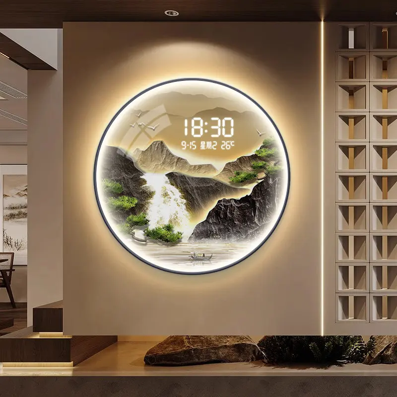 Luxury Led Wall Watch Interior Modern Aesthetic Design Creative Minimalist Clock Wall Chinese Style Fashion Saat Home Decor 3