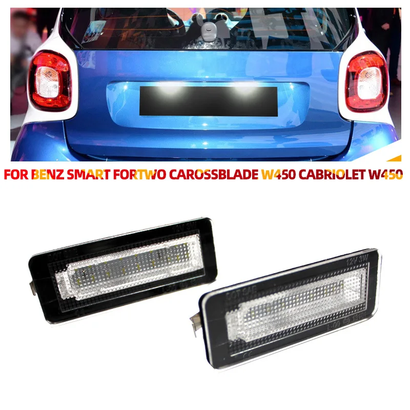 2PCS Car LED License Plate Light for Benz Smart for Two Coupe Convertible 450 451 Car Lights car accessories CanBus No Error