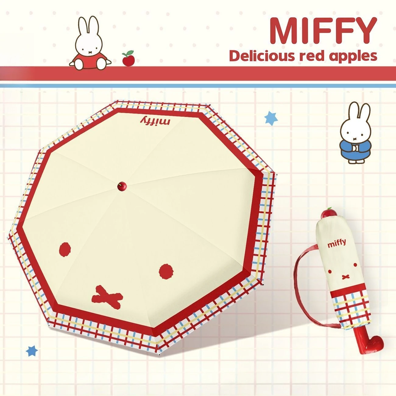 

Miffy Rabbit Lovable Hand Shan Sunny Rain Umbrella Fold Student Portable Sun-proof Ultraviolet Protection Beach Umbrella Lovely