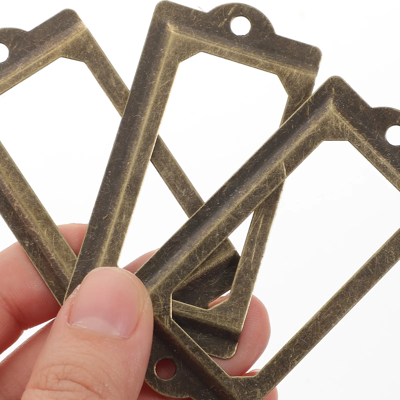 2Sets Name Card Holder for Drawer Cabinet Cupboard Vintage Label Frame Iron Material High Strength Smooth Finish Office Library