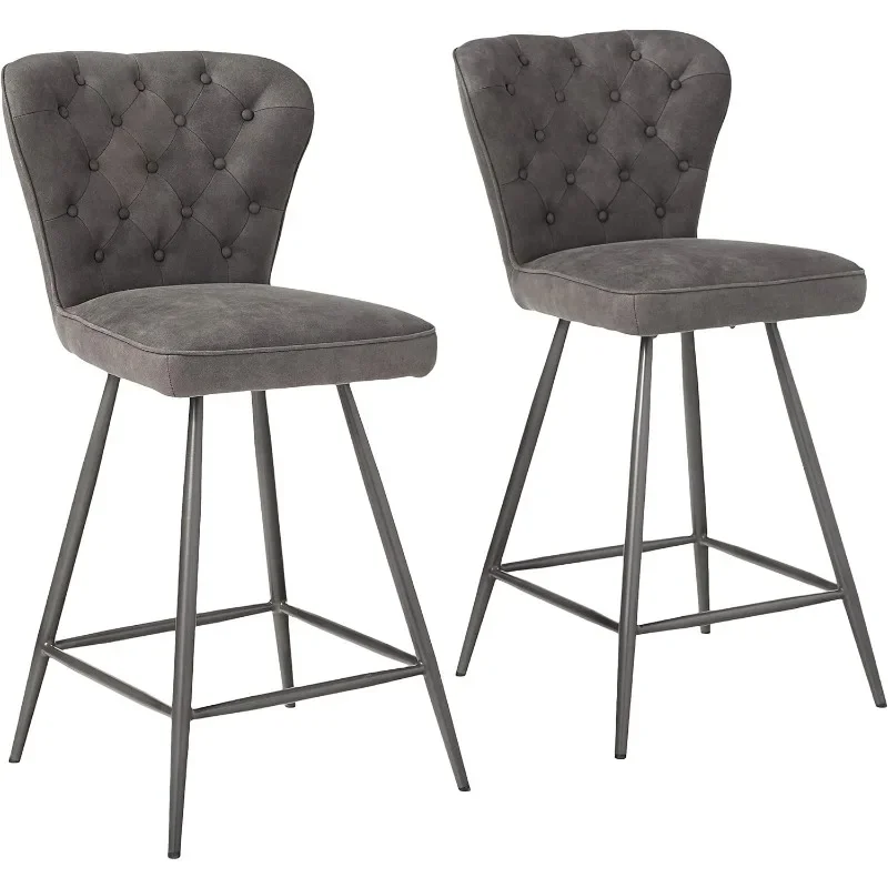 Modern Tufted Swivel Counter Stool,Crafted of Steel and Upholstered in A PU Fabric