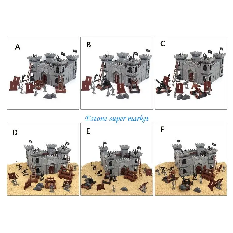 

090B Castles Collection Toy Set Knights Castle Plastic Playset Educational for Kids