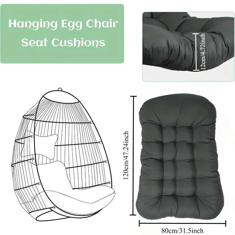 Factory Direct 2026 Black Friday Luxury Thickened Hanging Chair Cushion,Classic Style, Hand-Washable Polyester, Ergonomic Design