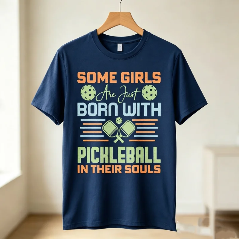 Some Girls Are Just Born With Pickleball In Their Souls T-Shirt Funny Lover Gift Women Casual Tee Streetwear Sport Player Life