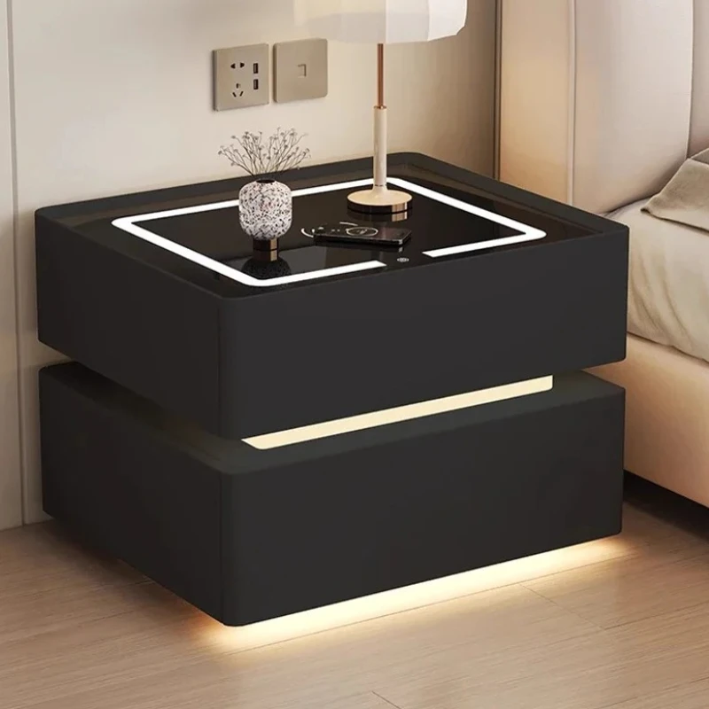 Usb Wooden Nightstands With Drawers Nordic Storage Living Room Bedsides Table Light Aesthetic Mesa De Noche Dormitorio Furniture