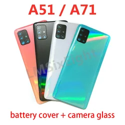 Samsung Galaxy A51 A515 A71 A715 telefon konut Case pil arka kapak arka kapı kapak paneli şasi + kamera Lens onarım parçaları