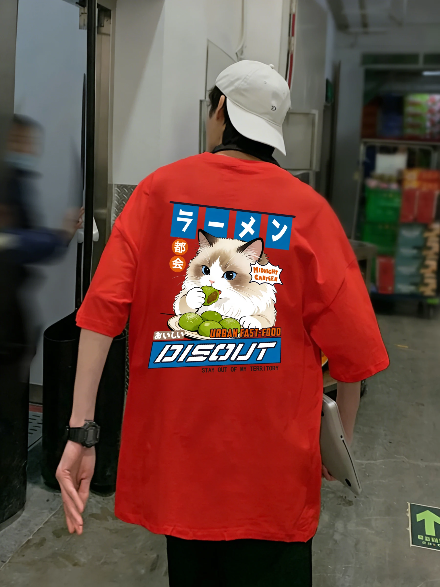 Puppet Cat That Likes To Eat Meatballs Mens Basics T-Shirt Loose Casual T Shirt Cotton Streetwear Trendy Comfortable Clothes