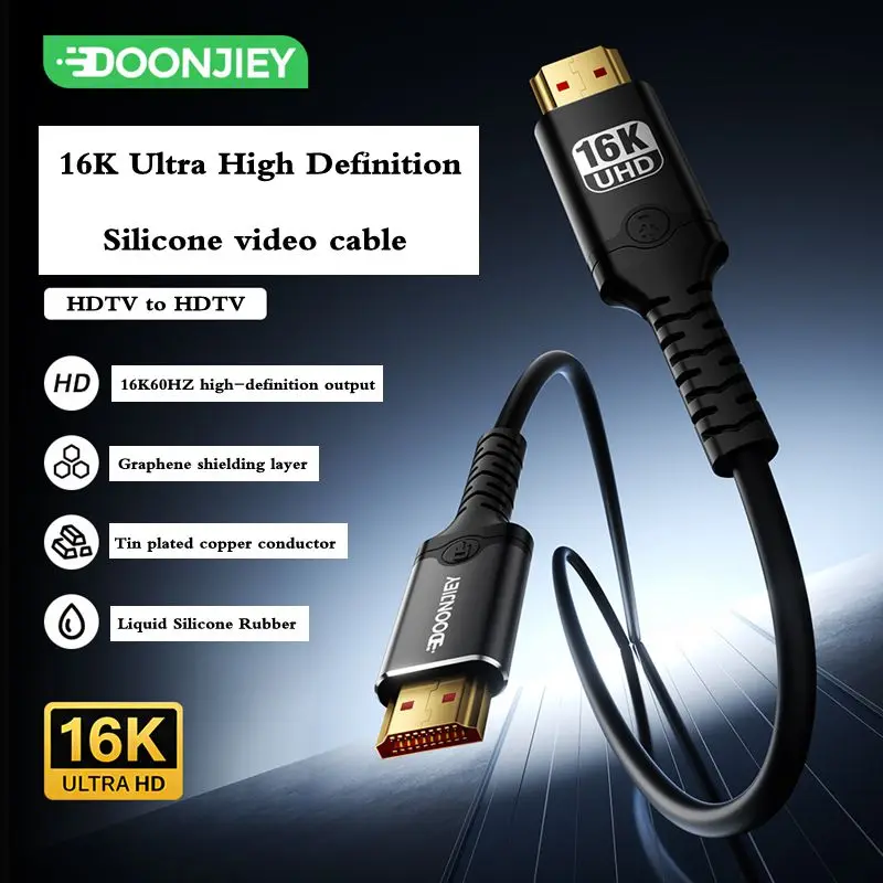 1m 2m 16K@60Hz HDMI Compatible Male to Male Ultra High Definition Liquid Silicone Audio and Video Data Transmission Cable 8K
