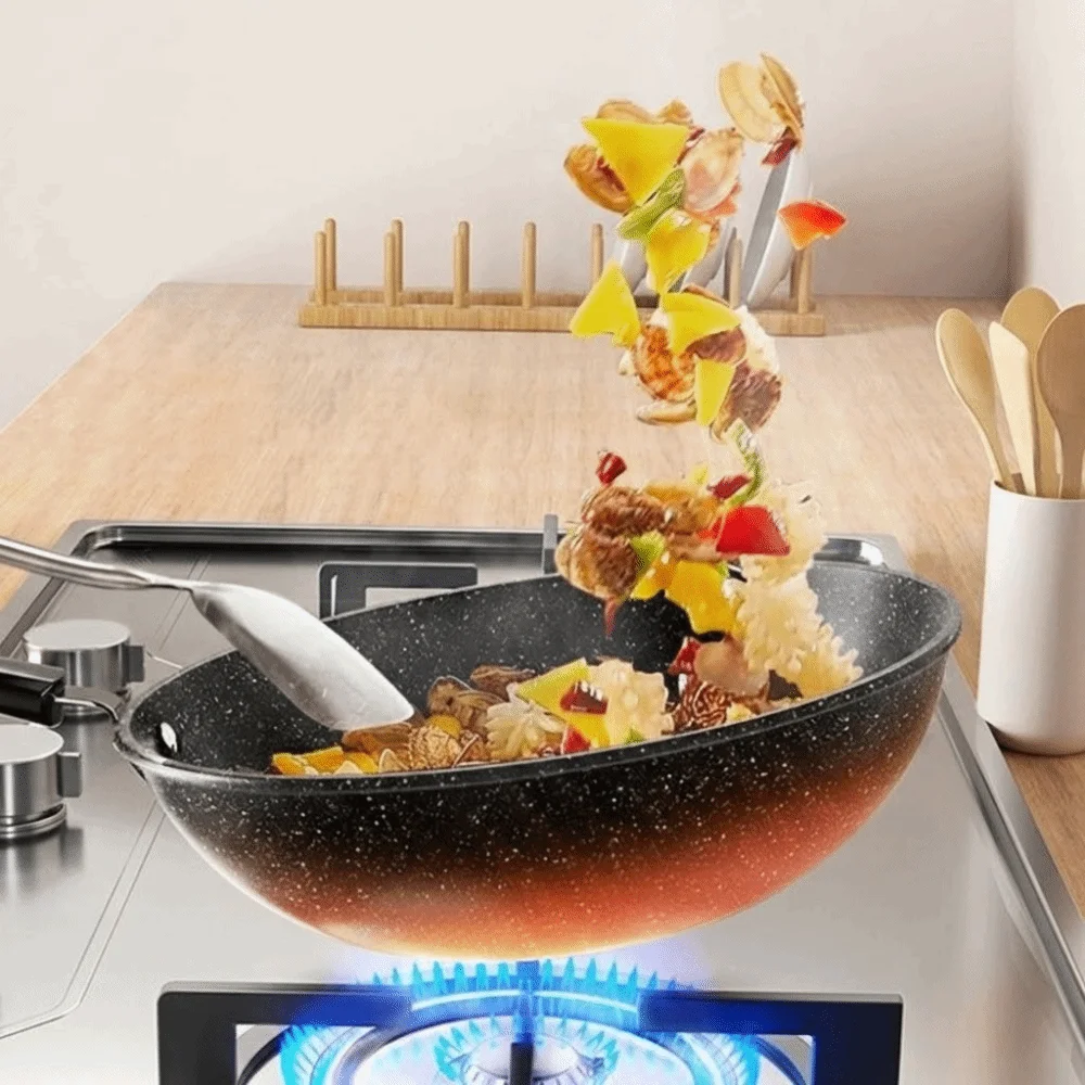 

Durable Professional Chinese Wok 30/32cm Multi-functional Non Stick Frying Pan Easy to Clean Kitchen Cooking Pot All Stoves