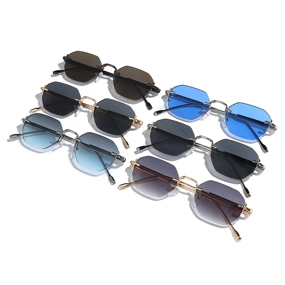 Dddlong retro moda sem aro punk y2k óculos de sol feminino masculino vintage uv400 ao ar livre tons d686