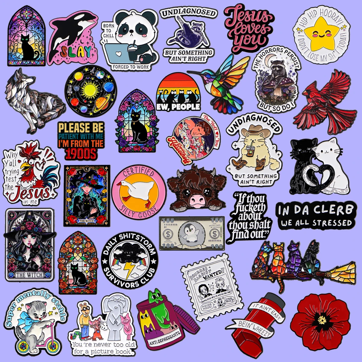 Hummingbird Enamel Pin Cartoon Cute Cat Metal Brooches Backpack Clothes Decor Lapel Badge Cosplay Accessories Holiday Gifts