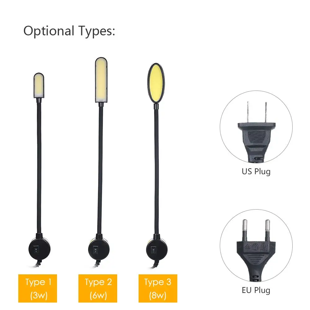 ポータブルミシンライト110-265v 3ワット/6ワット/8ワットcob ledワークライト磁気取付ベースグースネックランプためベンチ旋盤