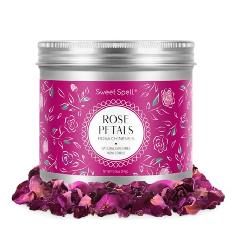 

Dried Rose Petals Edible Flowers for Drinks, Cocktails, and Cake Decorations Perfect for Tea, Soap, and Candle Making 14g 0.5oz
