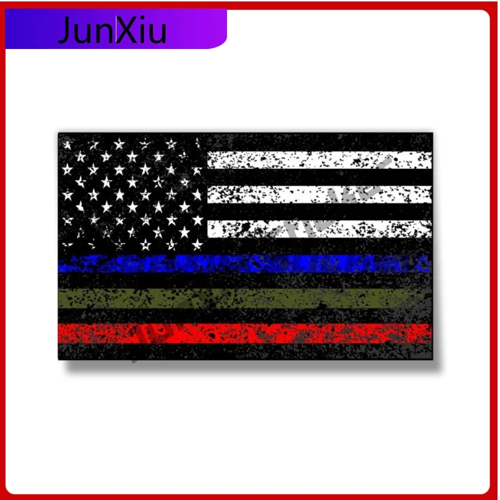 

Police Military And Fire Thin Line Usa Flag Distressed Decal American Flag Sticker Blue Green And Red Stripe For Cars Truck Rv