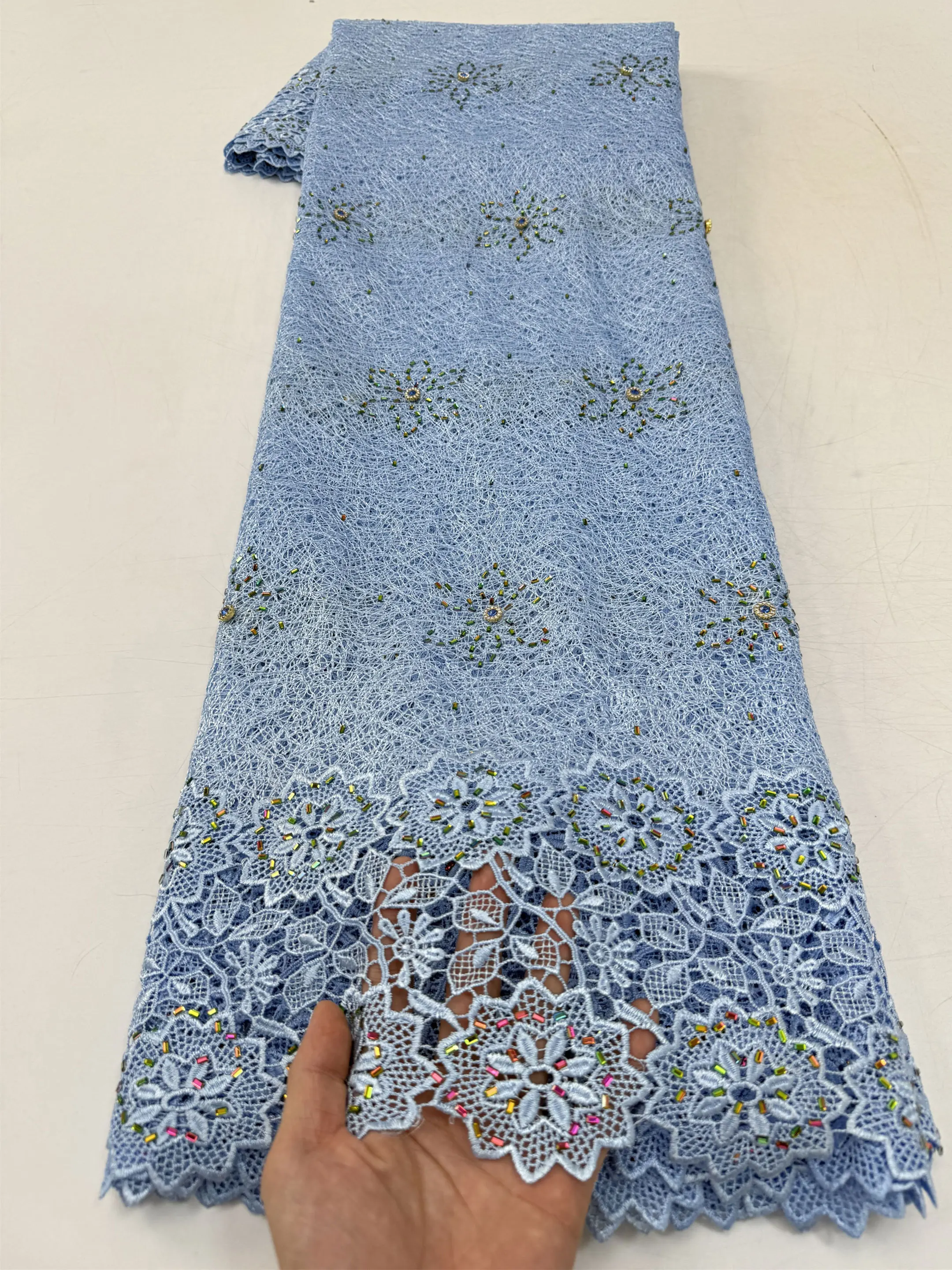 

Африканское водорастворимое кружево 2026: высококачественный нигерийский гипюровый шнурковый кружевной материал для женских свадебных платьев