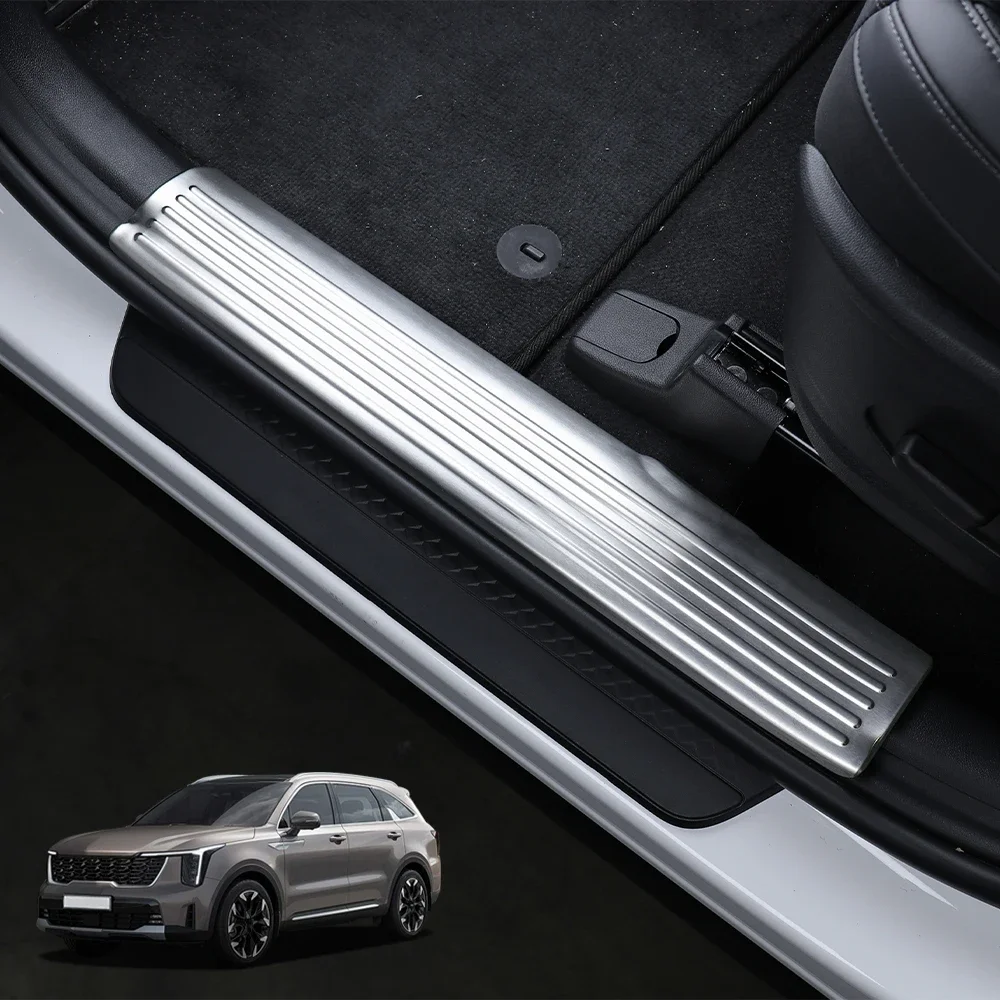 

X-T For Kia Sorento MQ4 2024 2025 4PCS Car Stainless Door Sill Strip Trunk Inner Guard Tailgate Threshold Strip Protection Cover