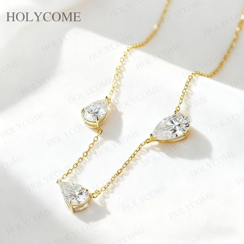 

Ожерелье с подвеской на заказ, муассанит, 3 груши, камень D, цвет VVS1, стерлинговое серебро 925 пробы с GRA для свадьбы, помолвки, ювелирные изделия, подарки