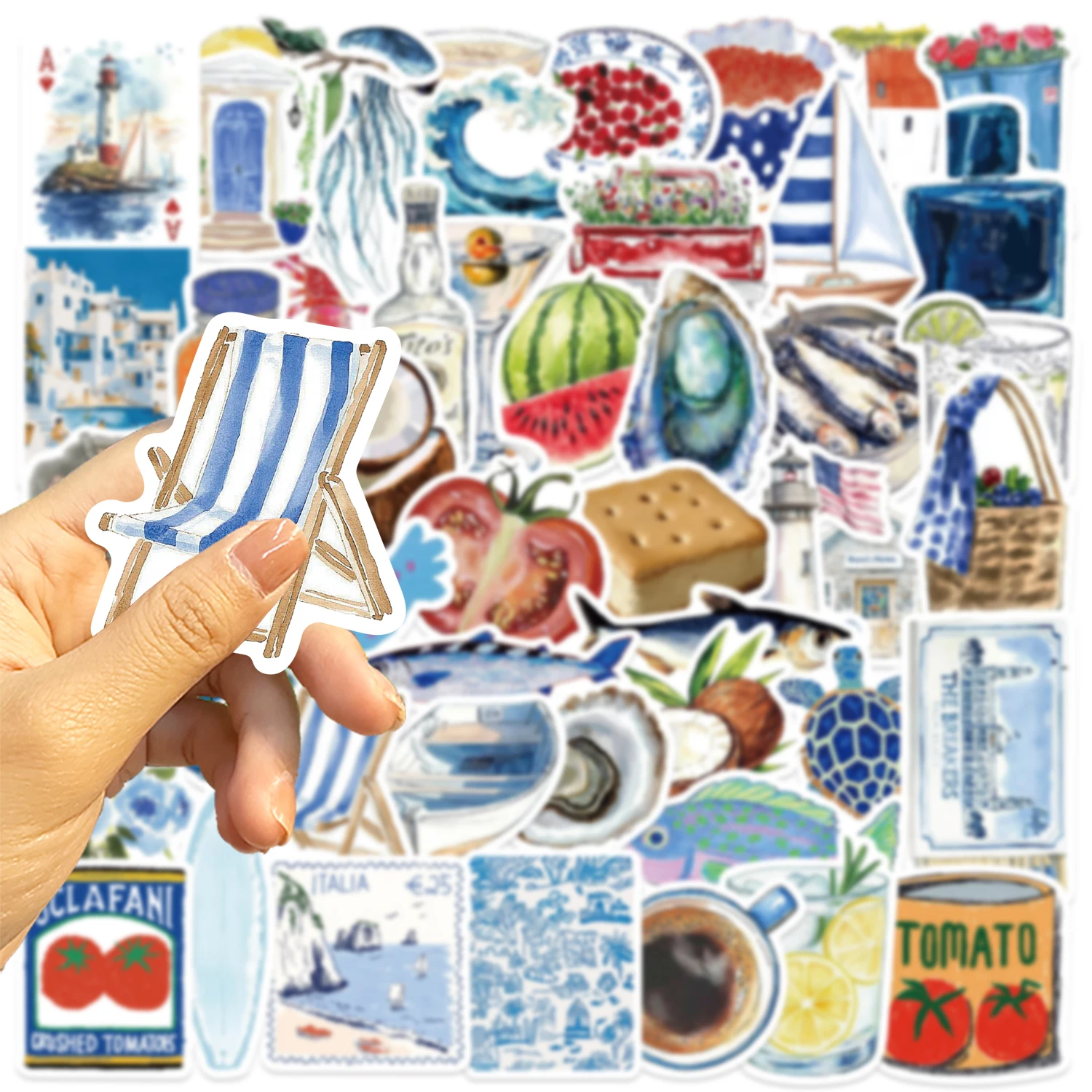 50 pçs adesivos de mar aberto pvc peixe tartaruga e camarão decalques para diy portátil notebook caso telefone skate garrafa água guitarra