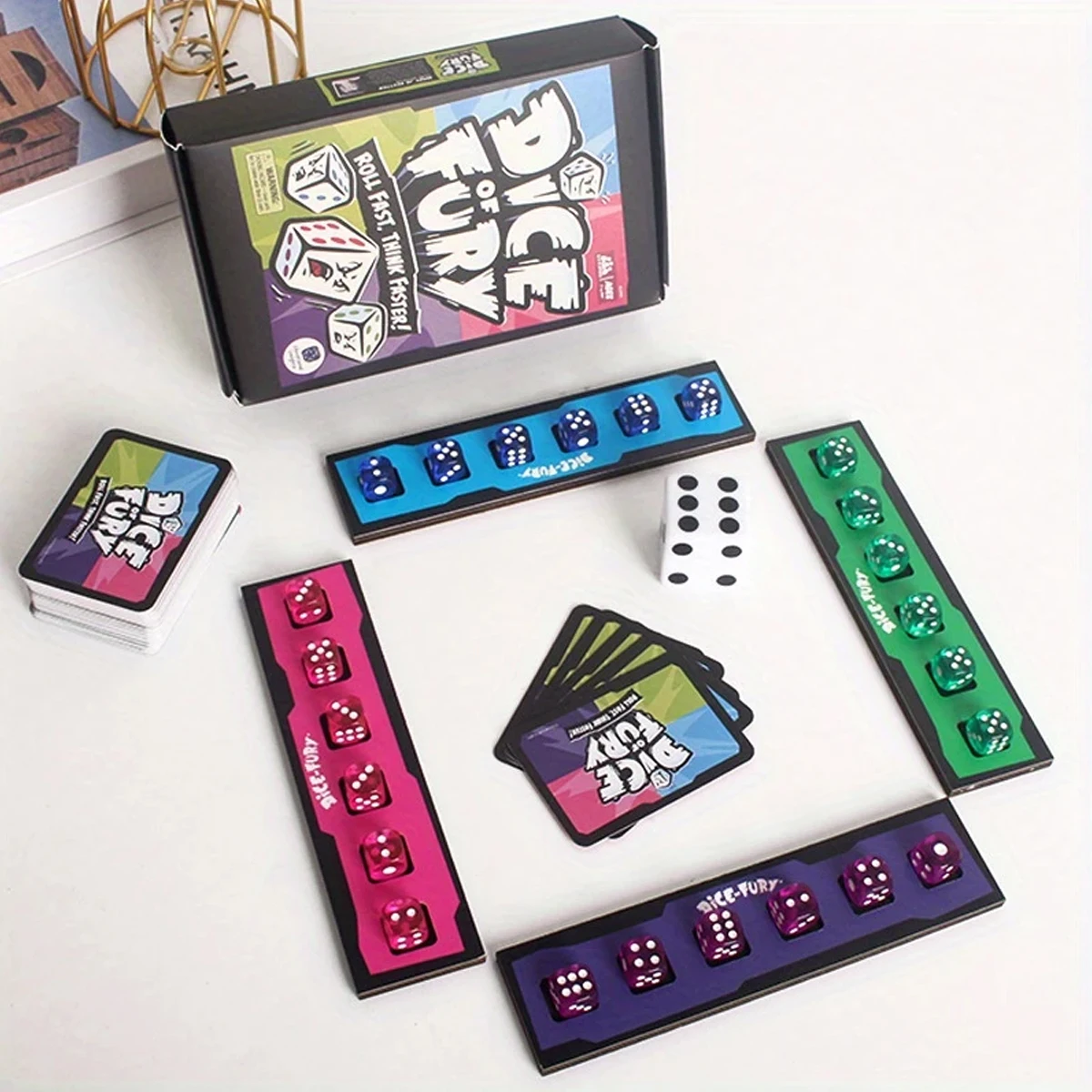 

1 Box Angry Dice Fast-Paced Family Dice Game, Fun 4-Person Board Games, Perfect for Travel, Birthday Party, Wedding Nights