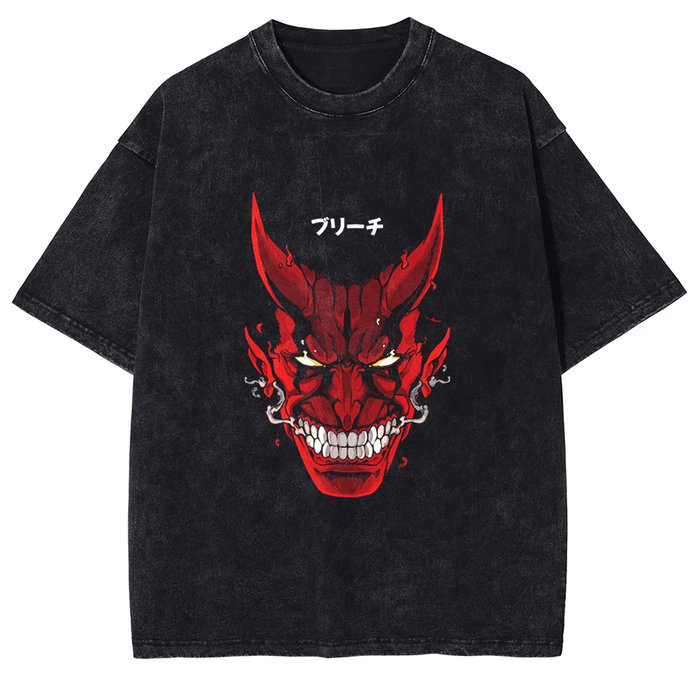 حار أنيمي بليتش Zaraki Kenpachi كول تي شيرت مطبوع الرجال مانغا بلايز عادية خمر القطن المحملة Harajuku الذكور غسلها تي شيرت