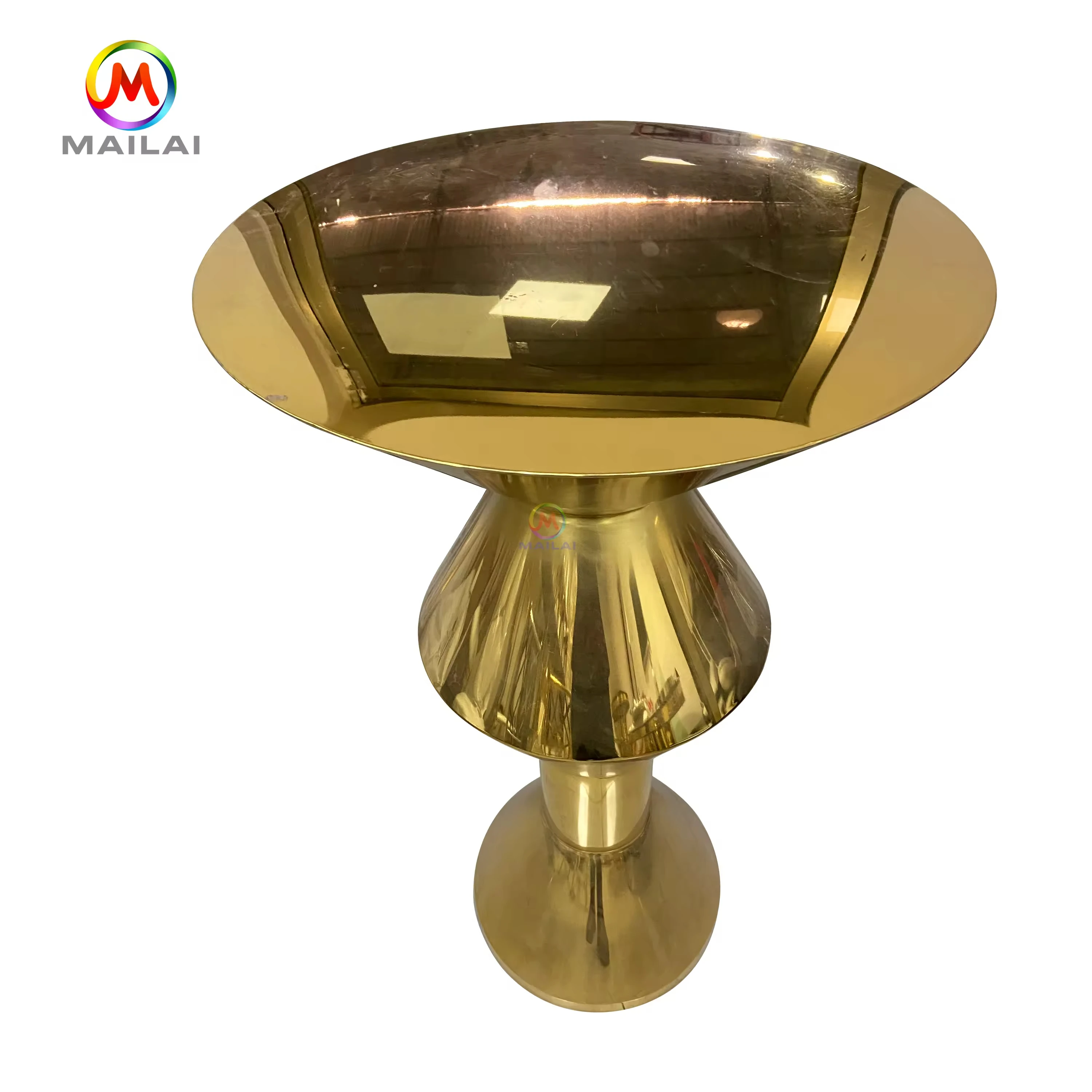 New Design Modern Gold Stainless Steel Bar High Cocktail Table Cake Table