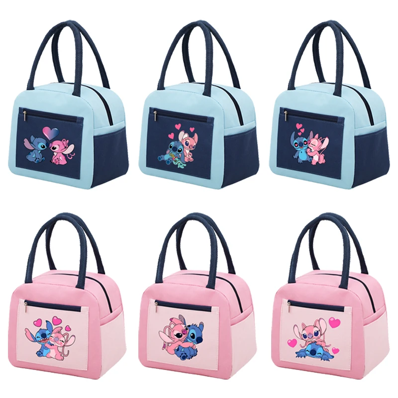 Borsa per il pranzo Disney Stitch Borse per scaldavivande stampate con cartoni animati anime Borsa per cellulare Borse per picnic all\'aperto di