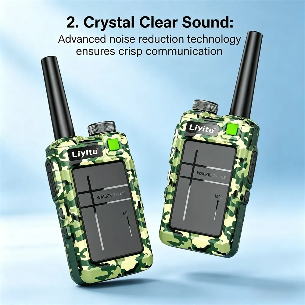 UHF 400-470MHz PMR446 Walkie Talkie 16 Channels Long Range Rechargeable Waterproof Handheld Two Way Radio USB Charger Camping