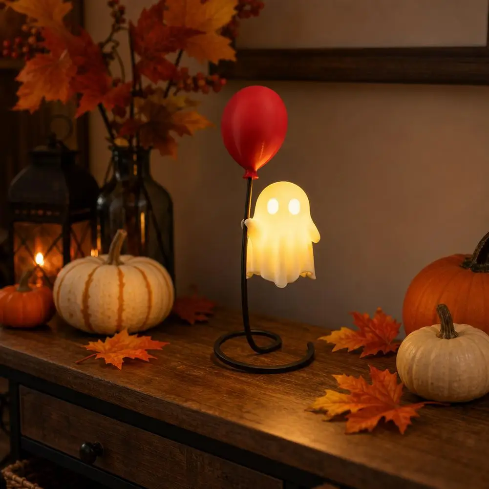 Geister-Nachtlicht, Halloween-LED-Geister-Dekoration mit Ballon-Design, kabellose Mini-Schreibtischlampe, gemütliche Raumdekoration, Geschenk für Kinder. – Detail 6