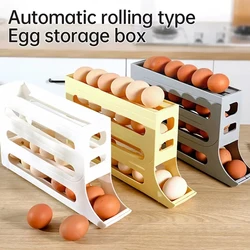Egg Sliding Storage Container 4-Layer Sliding Rail Shelf Eggs Organizer Eggs Refrigerator Stand Accessory Kitchen Supplies